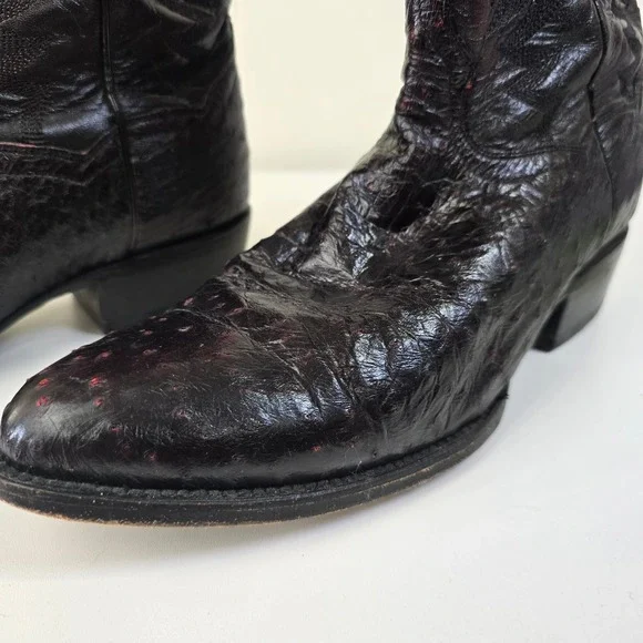 Dan Post Mens Full Quill Ostrich Western Cowboy Boots 11 D Black Cherry Mexico